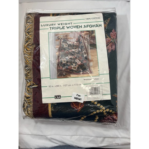 Vintage Holiday Dreams Triple Woven Afghan‎ - Picture 1 of 4